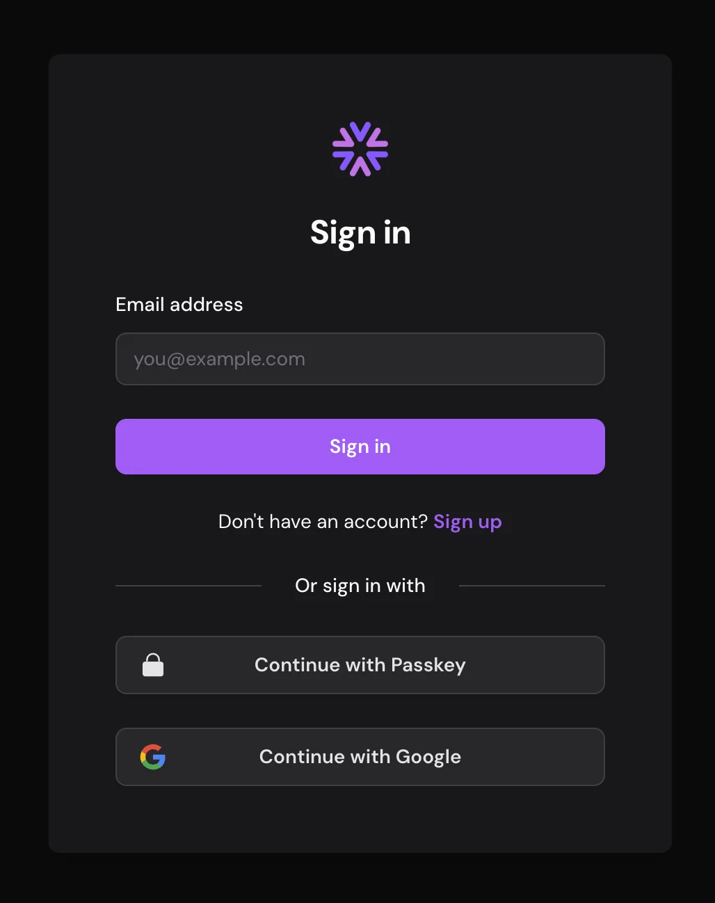 The Authalla sign-in page