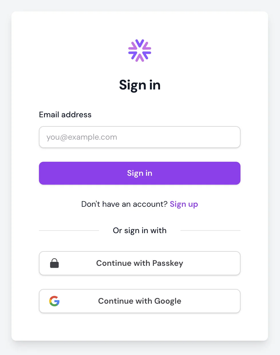 The Authalla sign-in page