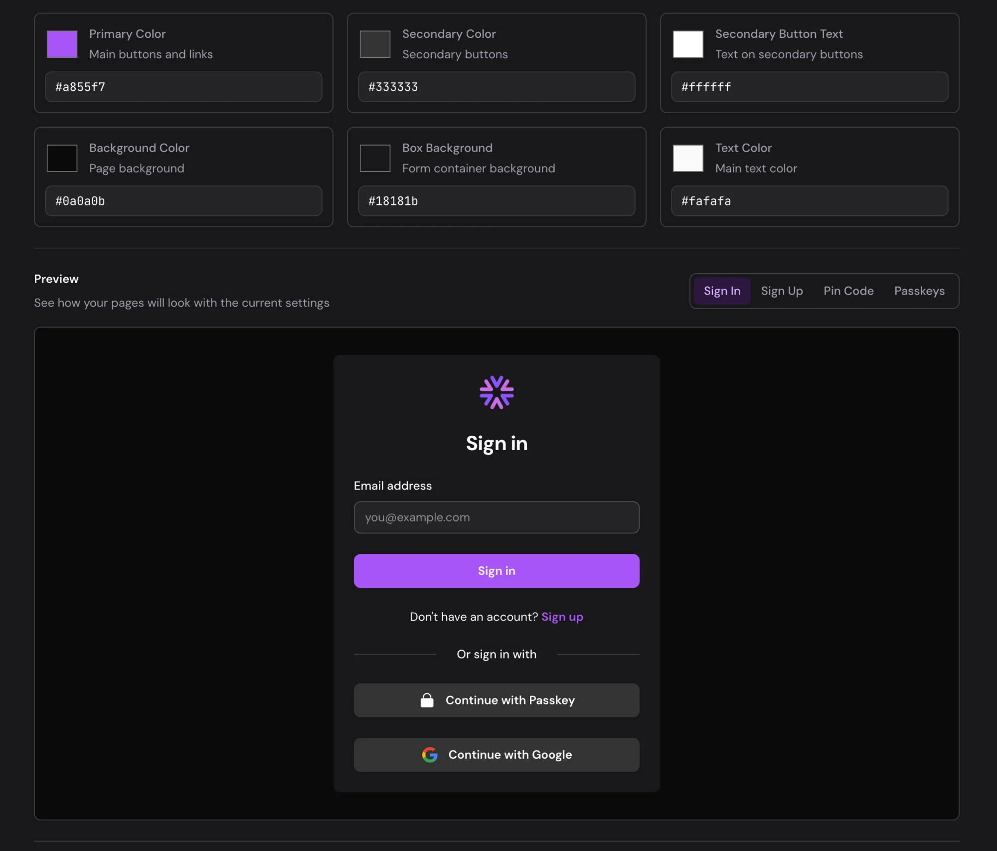 Theme Settings